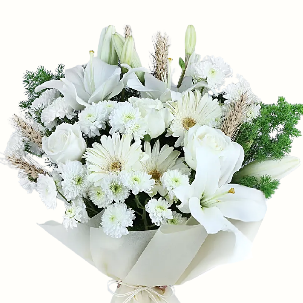 Royal White Lily & Rose Bouquet