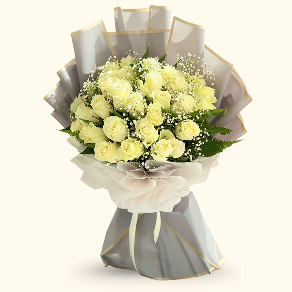 White Rose & Baby's breath Bouquet