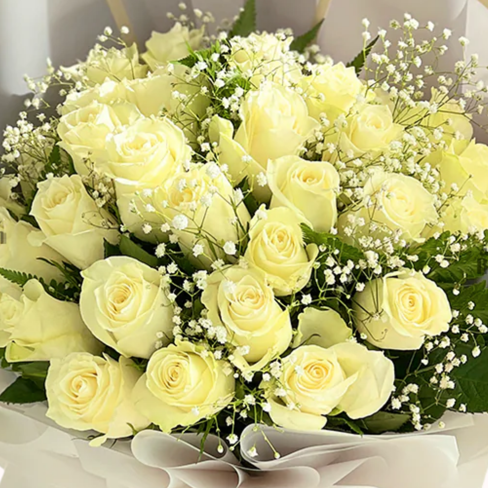 White Rose & Baby's breath Bouquet