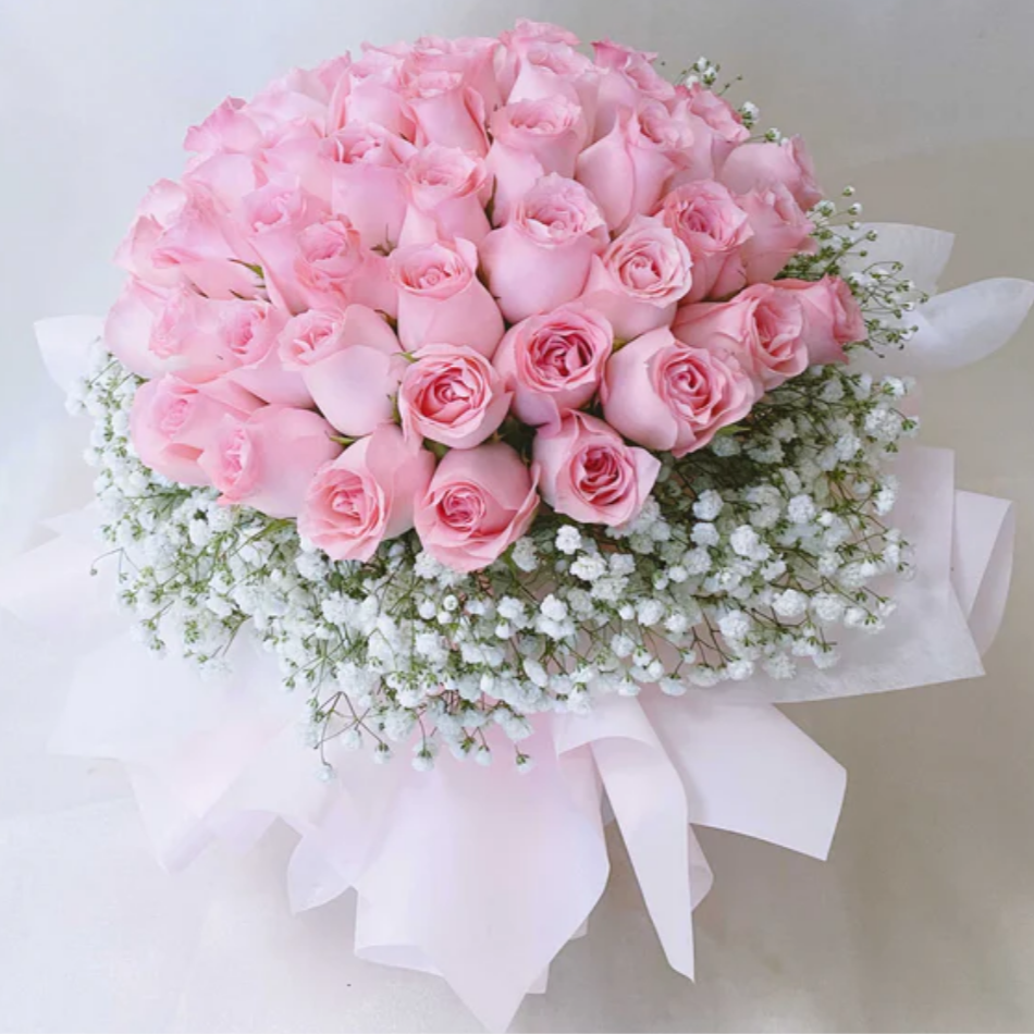 Bunch of 50 Baby Pink Roses